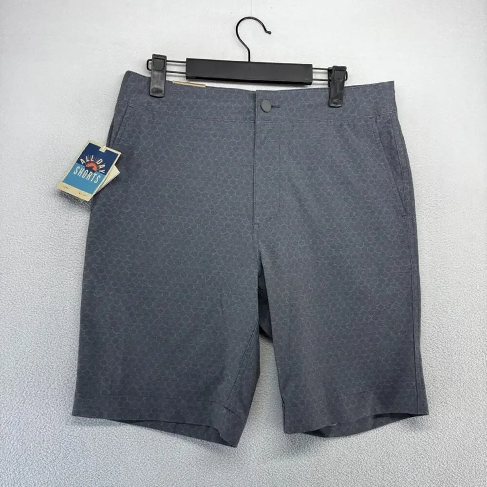 Faherty Shorts Men's 30 Blue All Day Geometric Midnight Fishscale Hybrid NEW